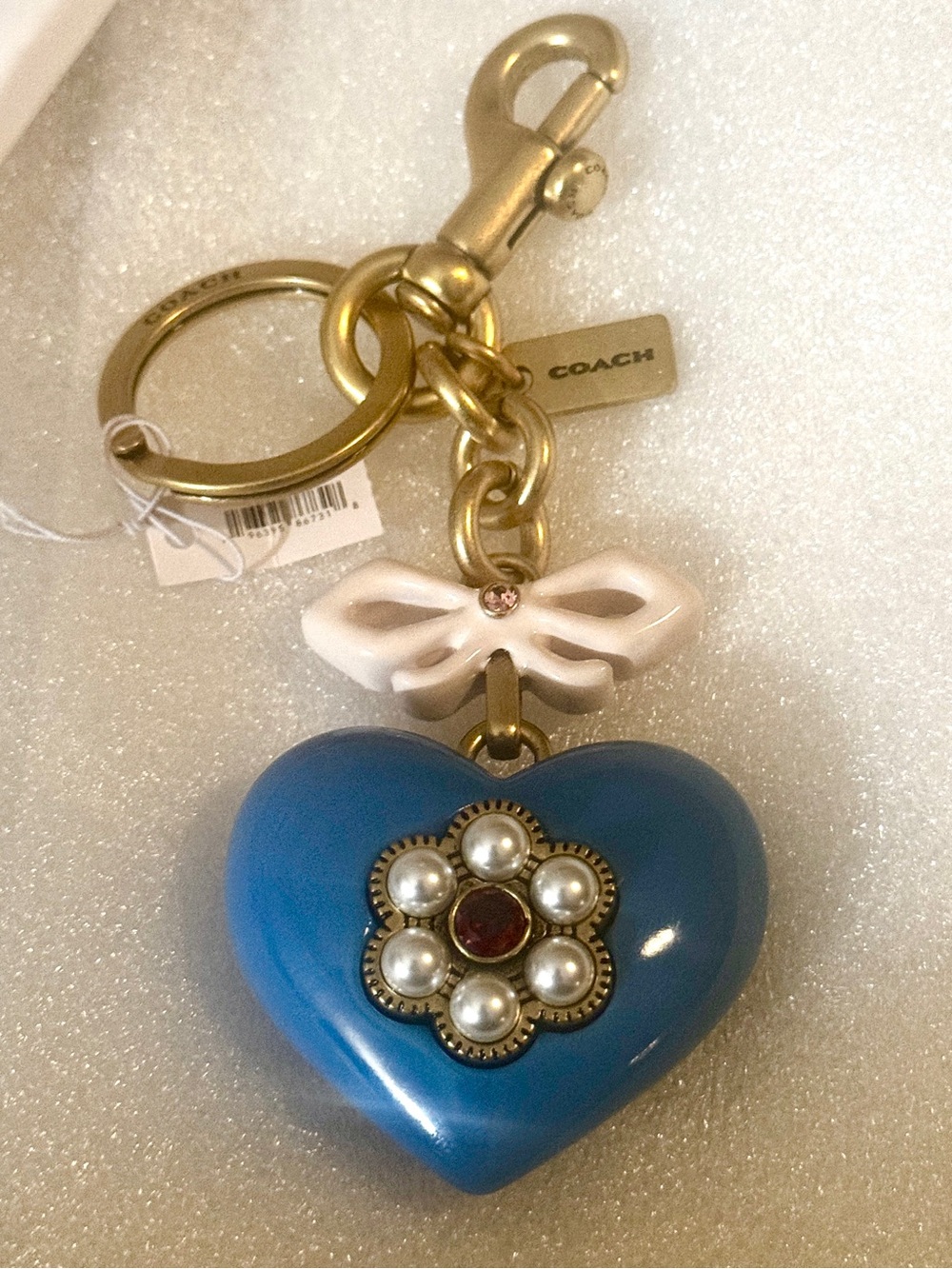 Coach Blue Heart Bag Charm. #CBH12 - Picture 4 of 13